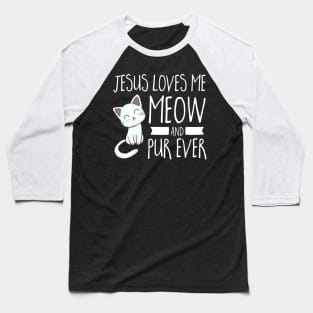 Cat Jesus Loves Me Meow Youth Christian Baseball T-Shirt